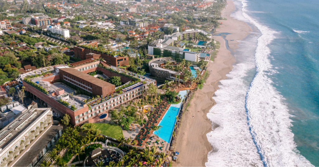 Skyview of a Desa Potato Head Bali that near to a seaside,