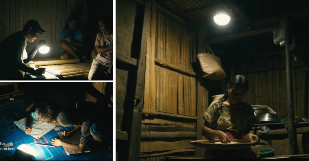 Collage of photo where people having limited sighs with the help of light bulbs